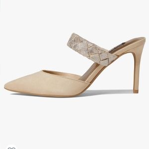 NIB Nine West Greet Nude Rhinestone Slip On Heel Sz 7